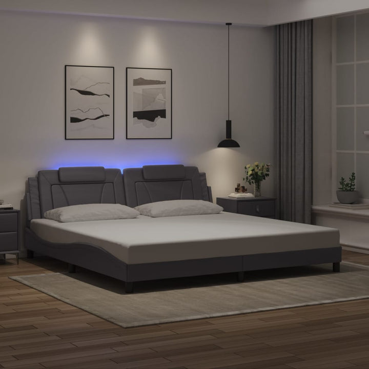 sengeramme Viana med LED uden madras 200x200 cm grå