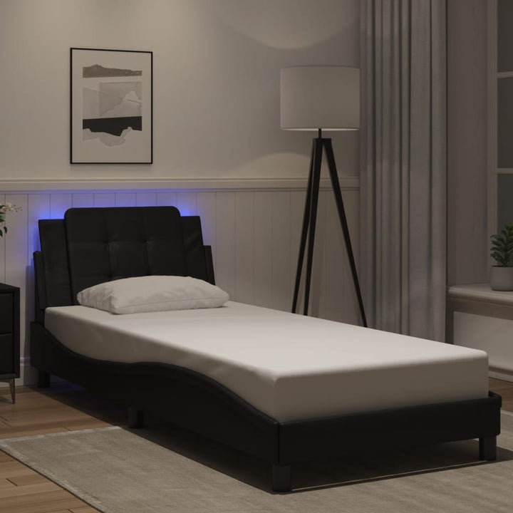 sengeramme med LED uden madras Zadar 80x200 cm sort