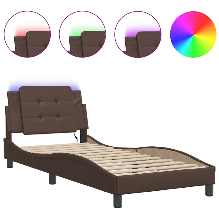 sengeramme med LED uden madras Zadar 80x200 cm brun