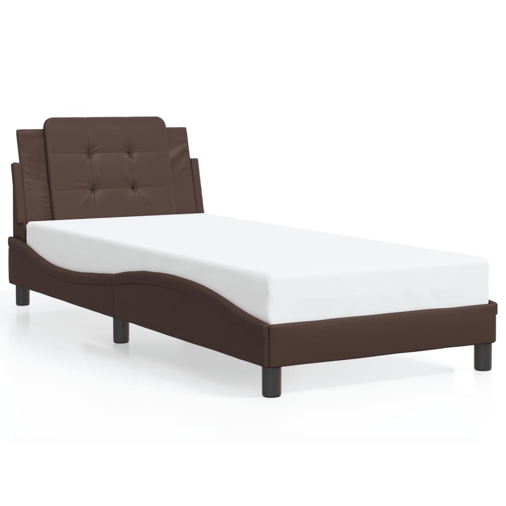 sengeramme med LED uden madras Zadar 80x200 cm brun