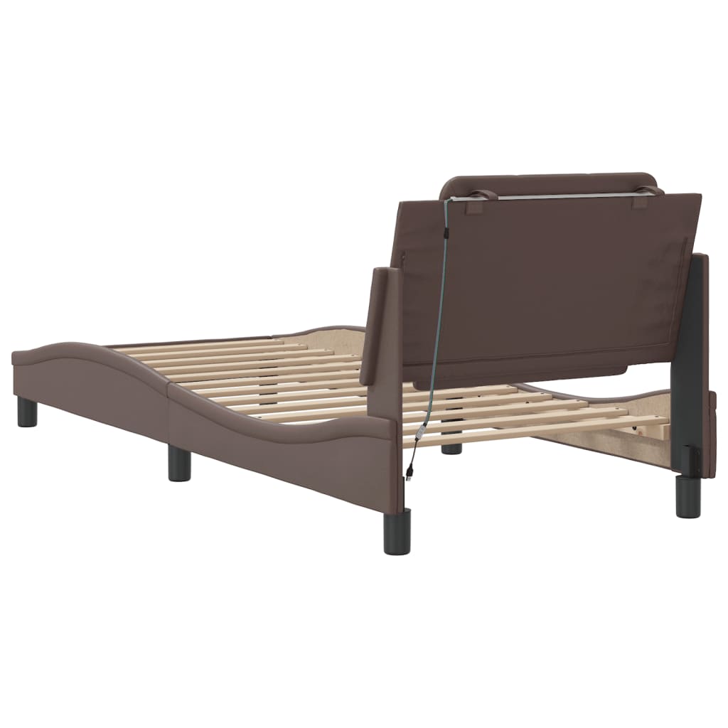 sengeramme med LED uden madras Zadar 80x200 cm brun