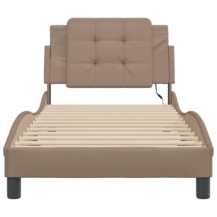 sengeramme med LED uden madras Zadar 80x200 cm cappuccinofarvet