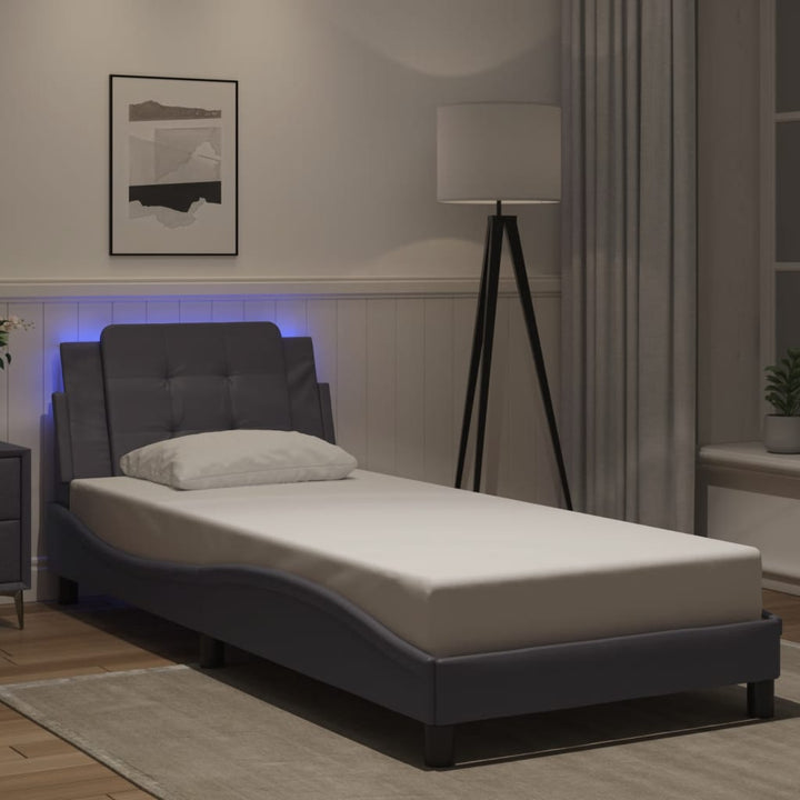 sengeramme med LED uden madras Zadar 90x190 cm grå