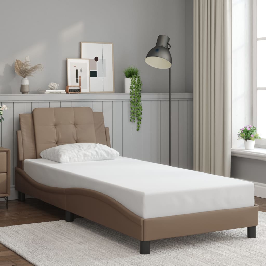 sengeramme med LED uden madras Zadar 90x190 cm cappuccinofarvet