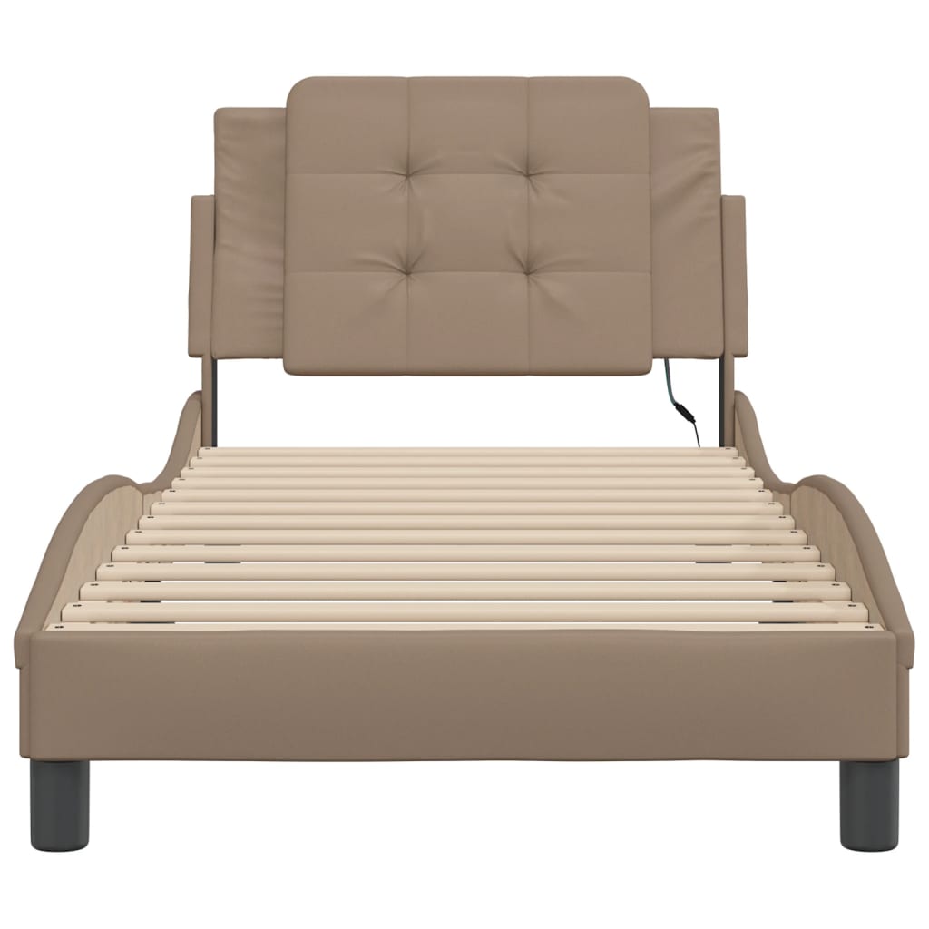 sengeramme med LED uden madras Zadar 90x190 cm cappuccinofarvet