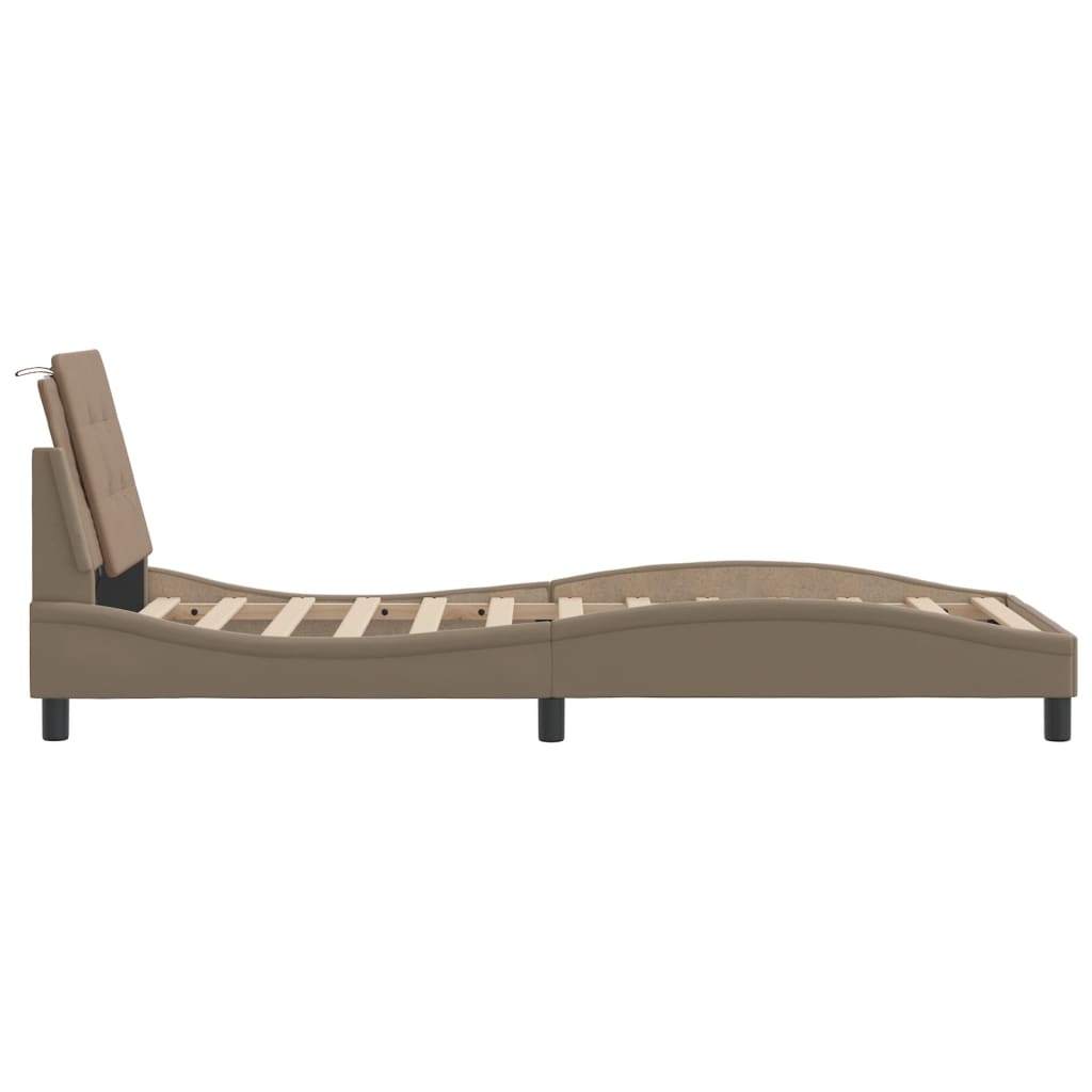 sengeramme med LED uden madras Zadar 90x190 cm cappuccinofarvet
