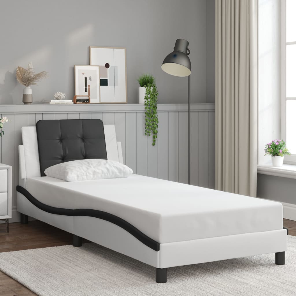 sengeramme med LED uden madras Zadar 90x190 cm hvid og sort