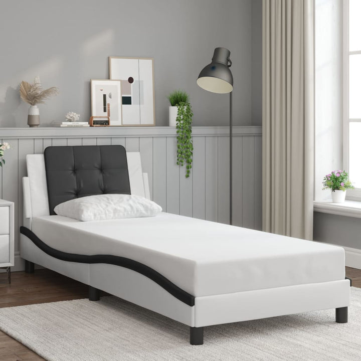 sengeramme med LED uden madras Zadar 90x190 cm hvid og sort