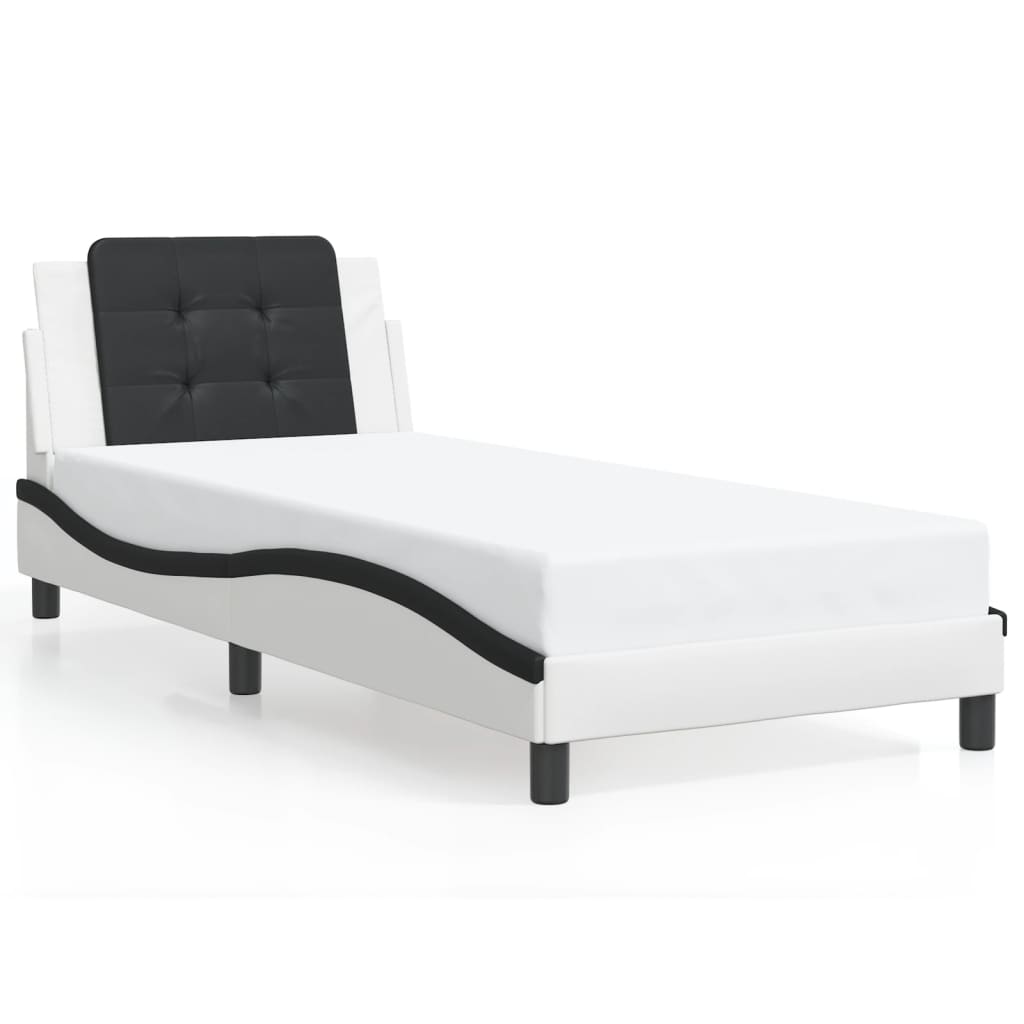 sengeramme med LED uden madras Zadar 90x190 cm hvid og sort