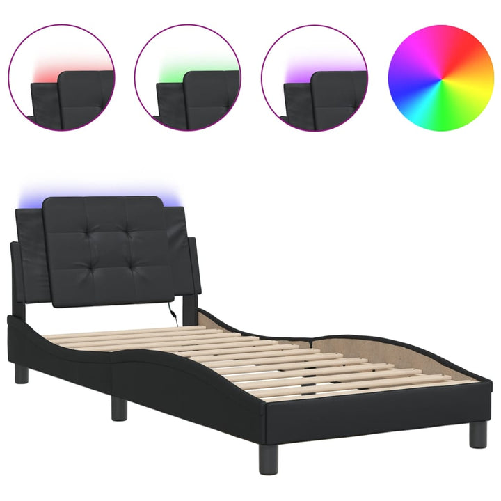 sengeramme med LED uden madras Zadar 90x200 cm sort