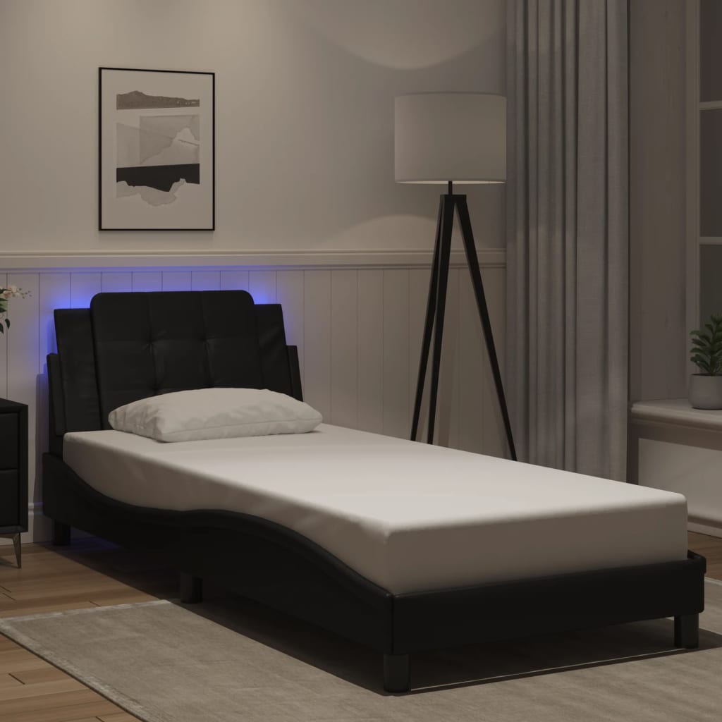 sengeramme med LED uden madras Zadar 90x200 cm sort