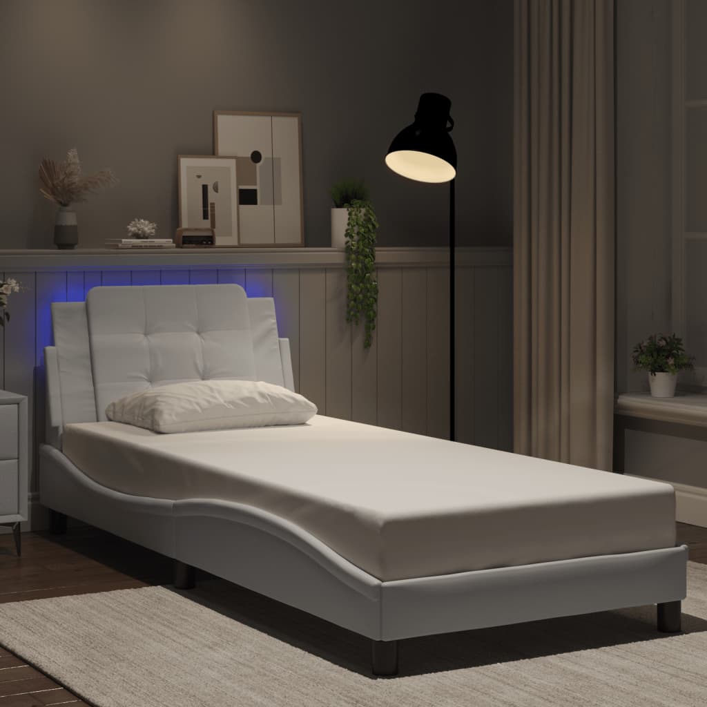 sengeramme med LED uden madras Zadar 90x200 cm hvid
