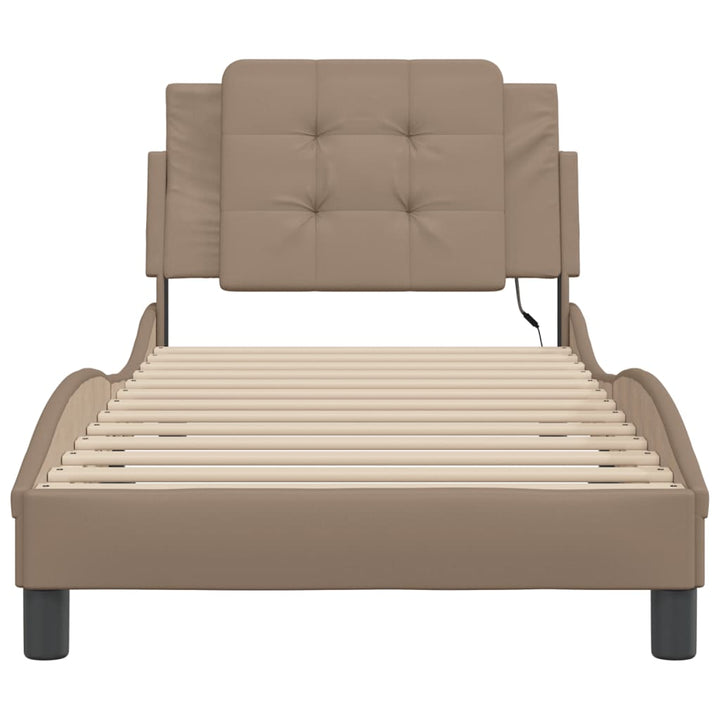 sengeramme med LED uden madras Zadar 90x200 cm cappuccinofarvet