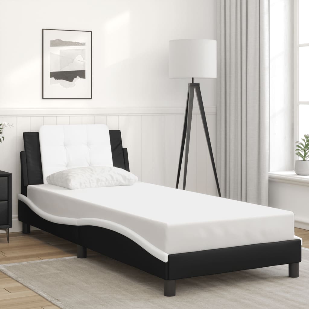 sengeramme med LED uden madras Zadar 90x200 cm sort og hvid