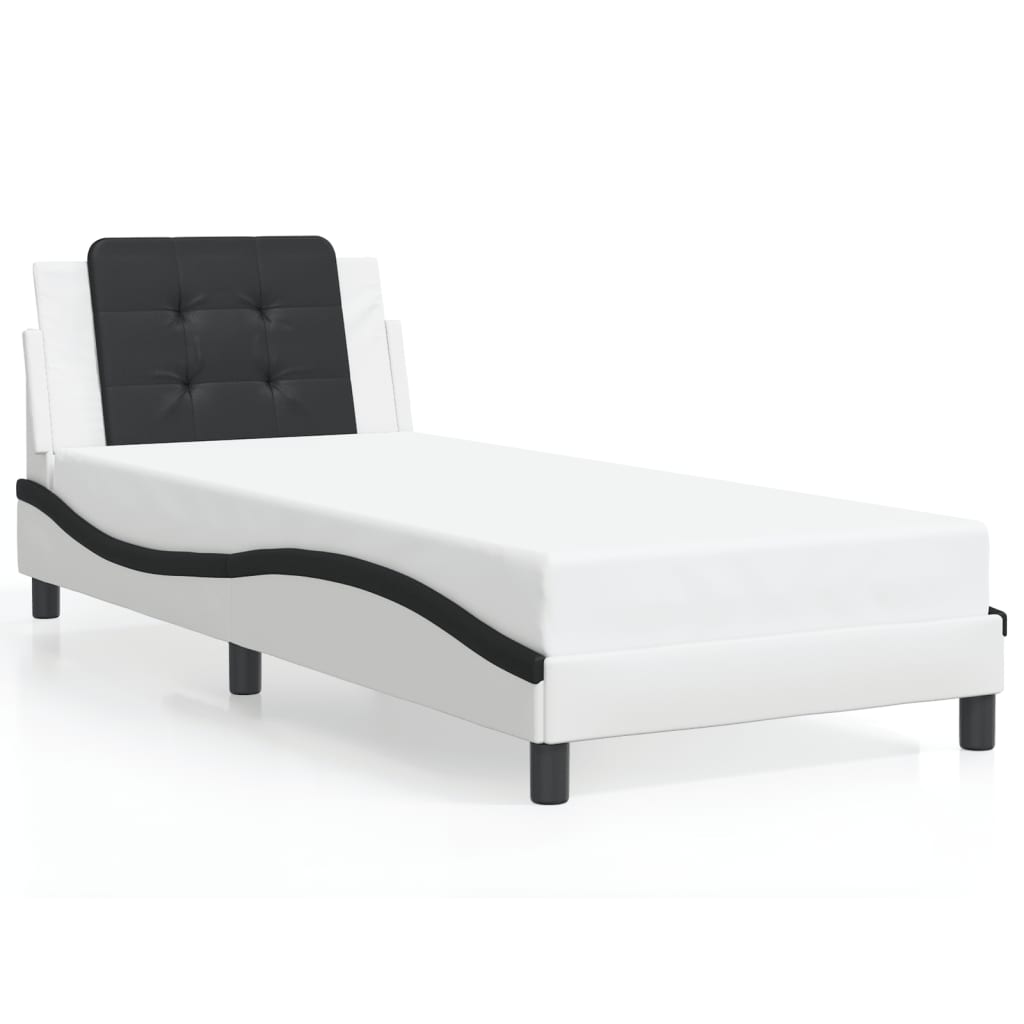 sengeramme med LED uden madras Zadar 90x200 cm hvid og sort