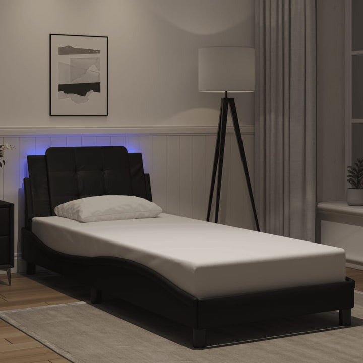 sengeramme med LED uden madras Zadar 100x200 cm sort