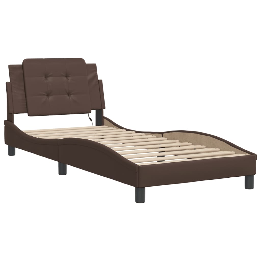 sengeramme med LED uden madras Zadar 100x200 cm brun