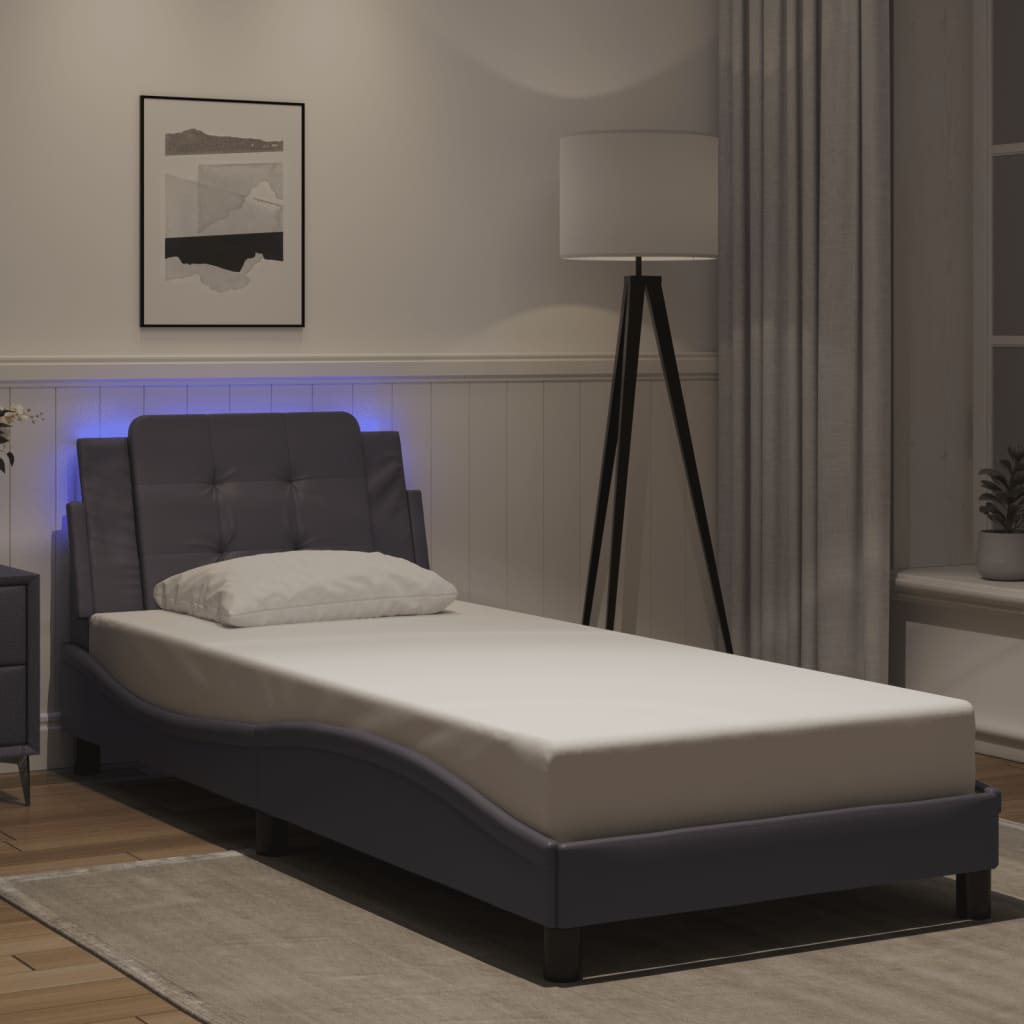 sengeramme med LED uden madras Zadar 100x200 cm grå