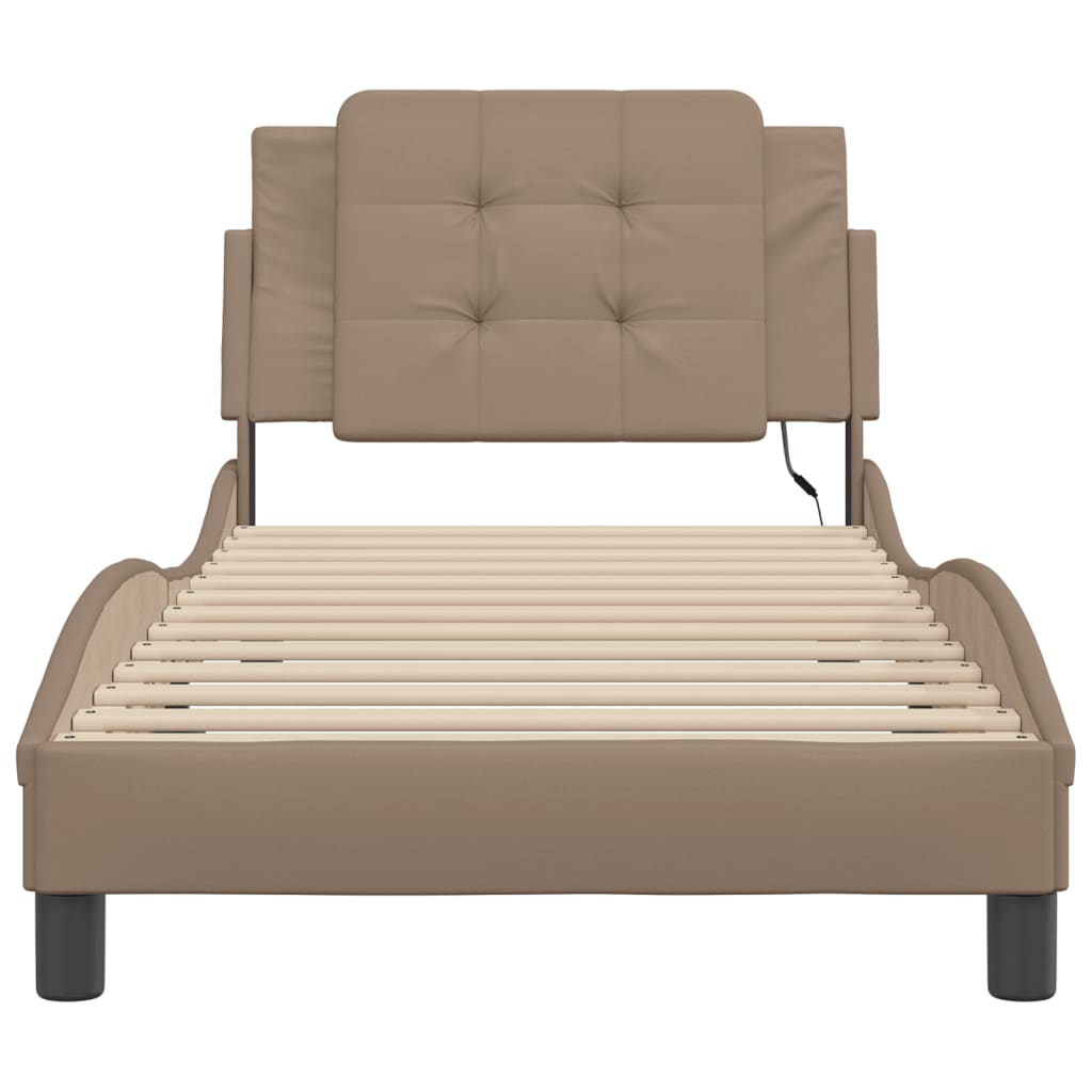 sengeramme med LED uden madras Zadar 100x200 cm cappuccinofarvet