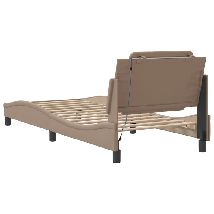 sengeramme med LED uden madras Zadar 100x200 cm cappuccinofarvet