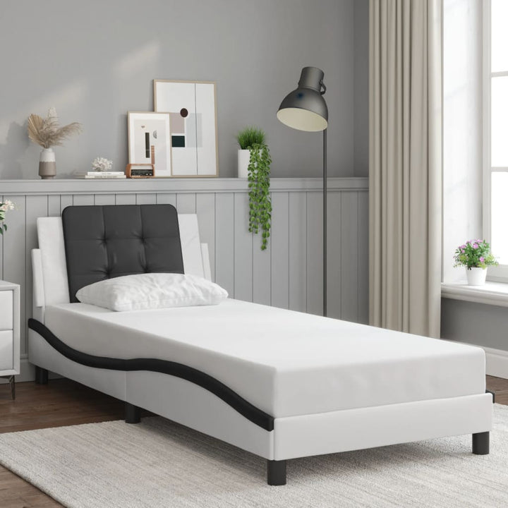 sengeramme med LED uden madras Zadar 100x200 cm hvid og sort
