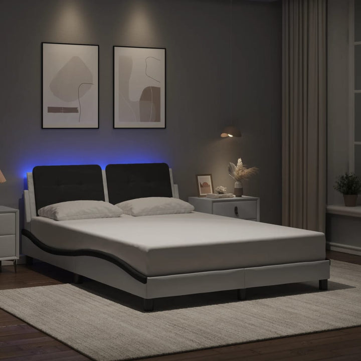 sengeramme med LED uden madras Zadar 120x200 cm hvid og sort