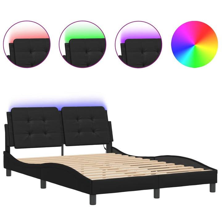 sengeramme med LED uden madras Zadar 140x190 cm sort