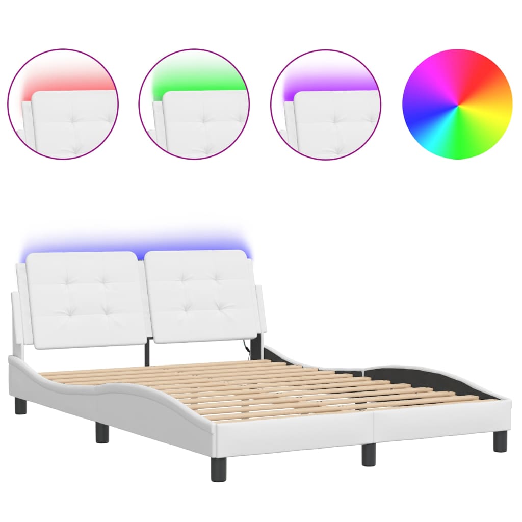 sengeramme med LED uden madras Zadar 140x190 cm hvid