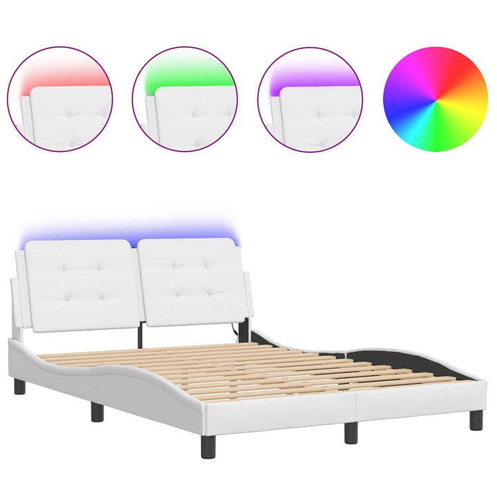 sengeramme med LED uden madras Zadar 140x190 cm hvid