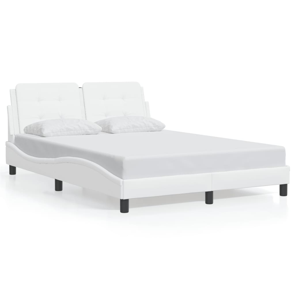 sengeramme med LED uden madras Zadar 140x190 cm hvid