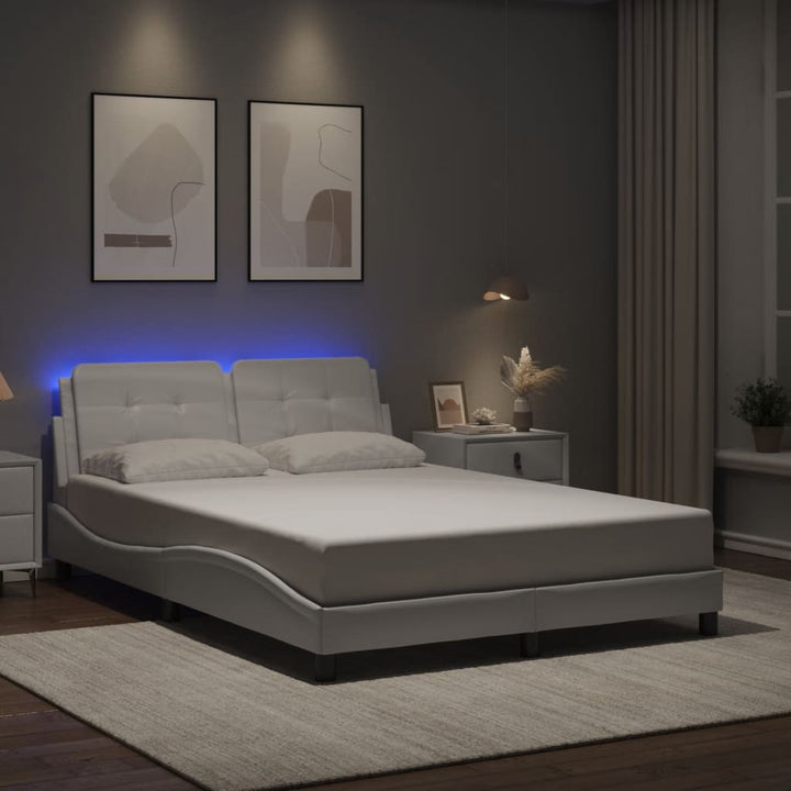 sengeramme med LED uden madras Zadar 140x190 cm hvid