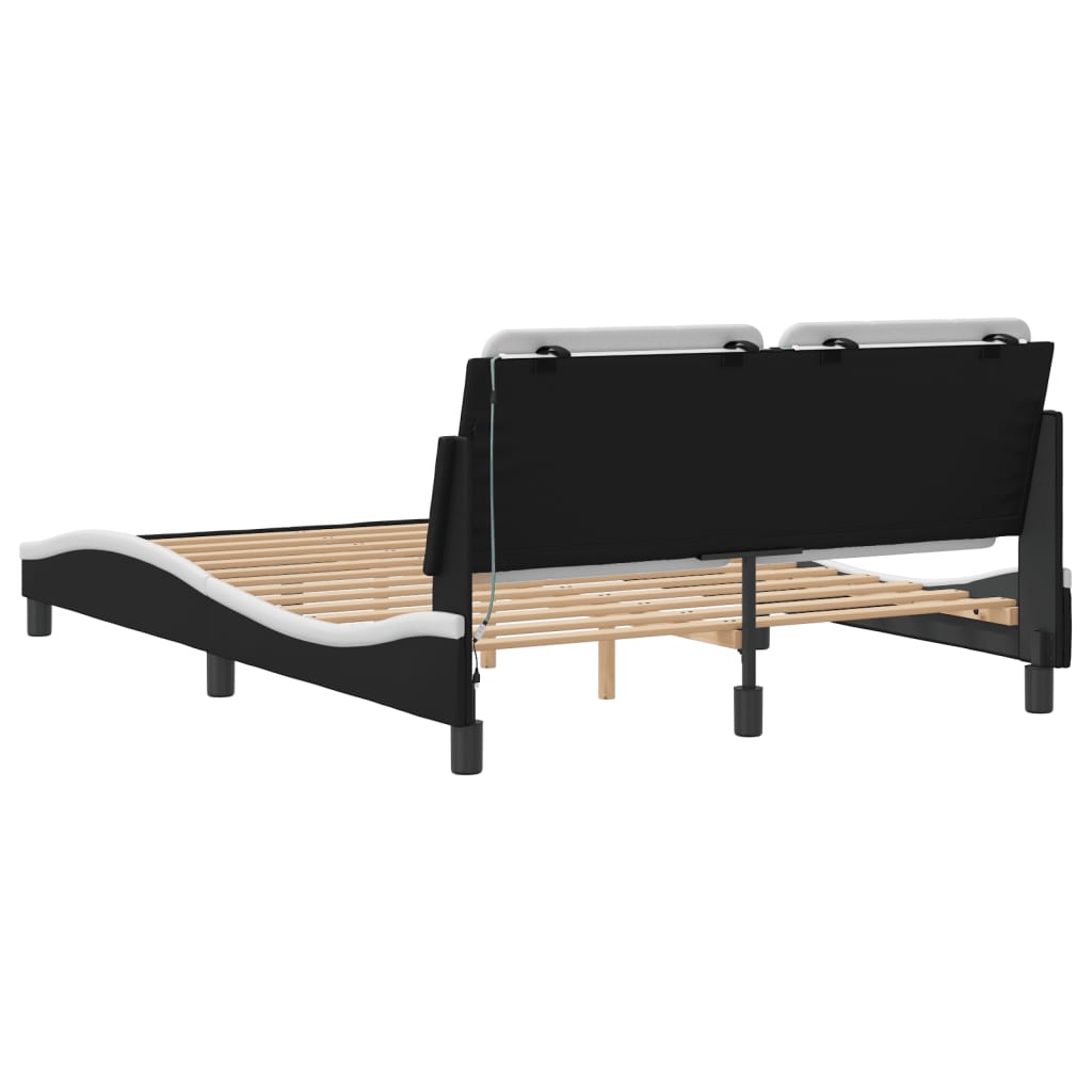 sengeramme med LED uden madras Zadar 100x190 cm sort og hvid