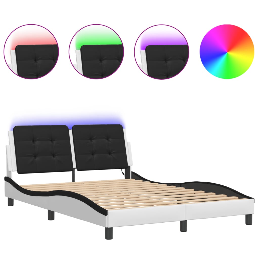sengeramme med LED uden madras Zadar 200x200 cm hvid og sort