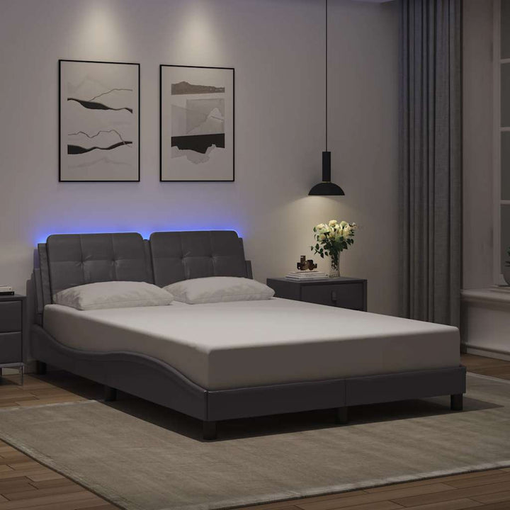 sengeramme med LED uden madras Zadar 140x200 cm lysegrå
