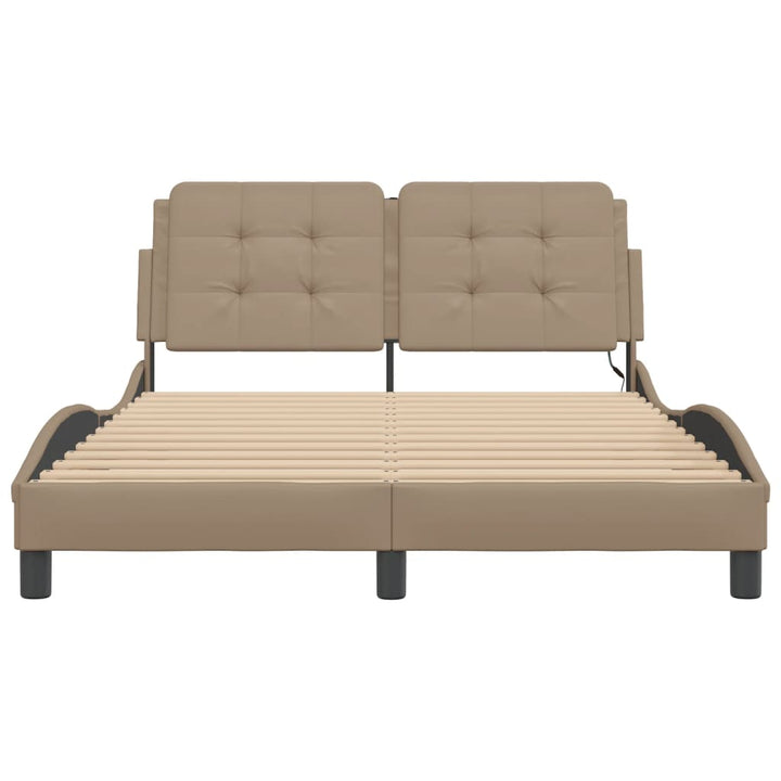 sengeramme med LED uden madras Zadar 140x200 cm cappuccinofarvet