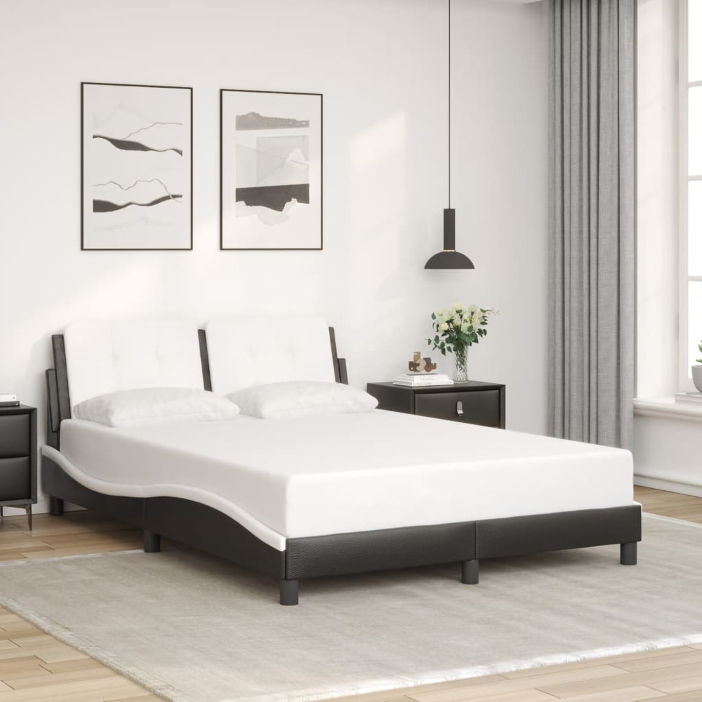 sengeramme med LED uden madras Zadar 140x200 cm sort og hvid