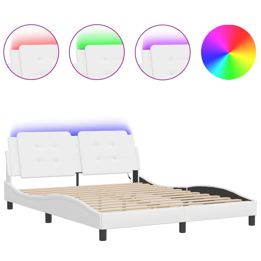 sengeramme med LED uden madras Zadar 160x200 cm hvid