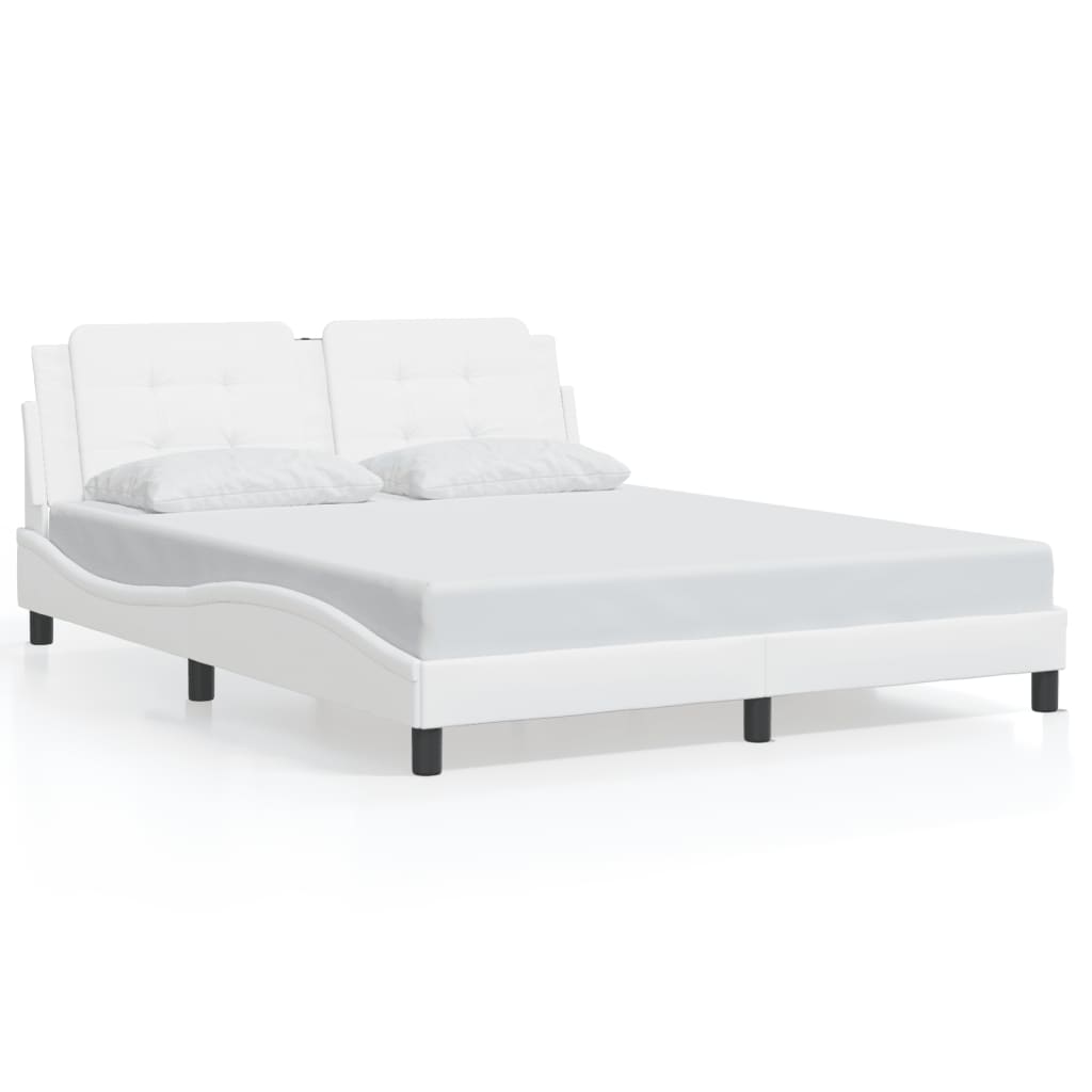 sengeramme med LED uden madras Zadar 160x200 cm hvid