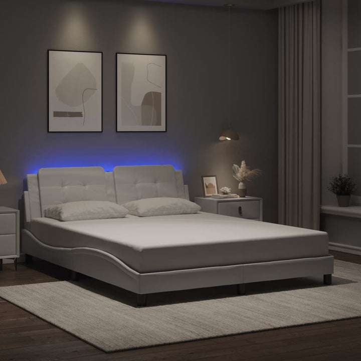 sengeramme med LED uden madras Zadar 160x200 cm hvid