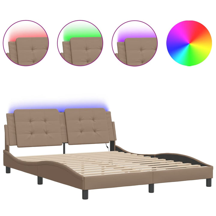 sengeramme med LED uden madras Zadar 160x200 cm cappuccinofarvet