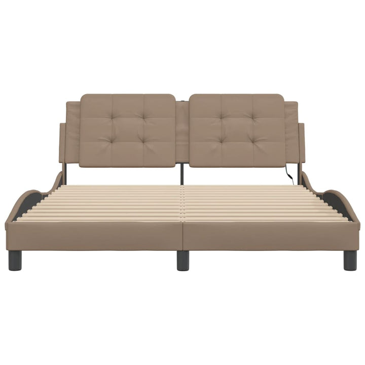 sengeramme med LED uden madras Zadar 160x200 cm cappuccinofarvet