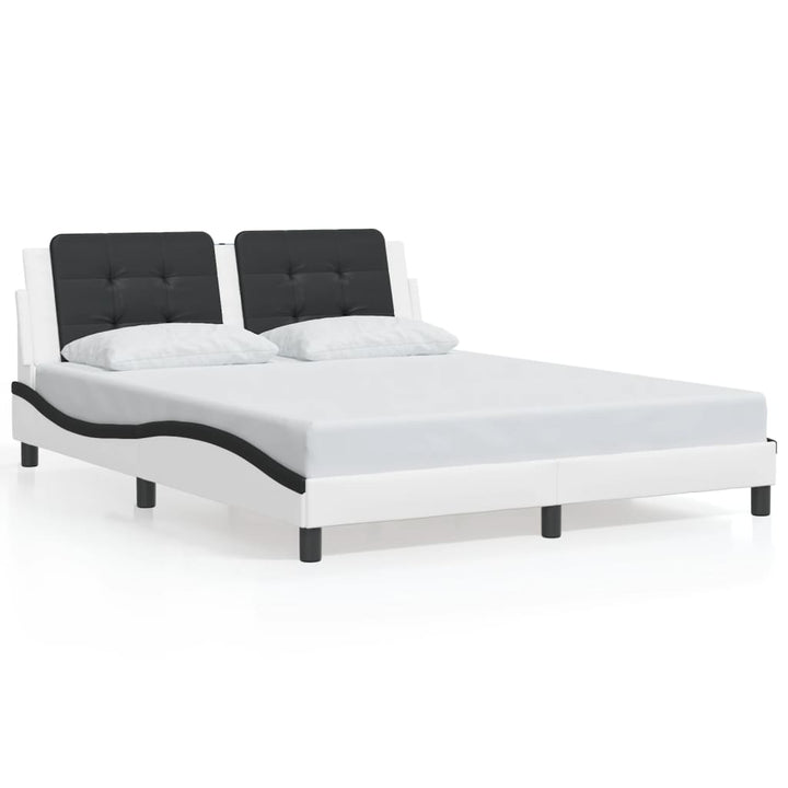 sengeramme med LED uden madras Zadar 160x200 cm hvid og sort
