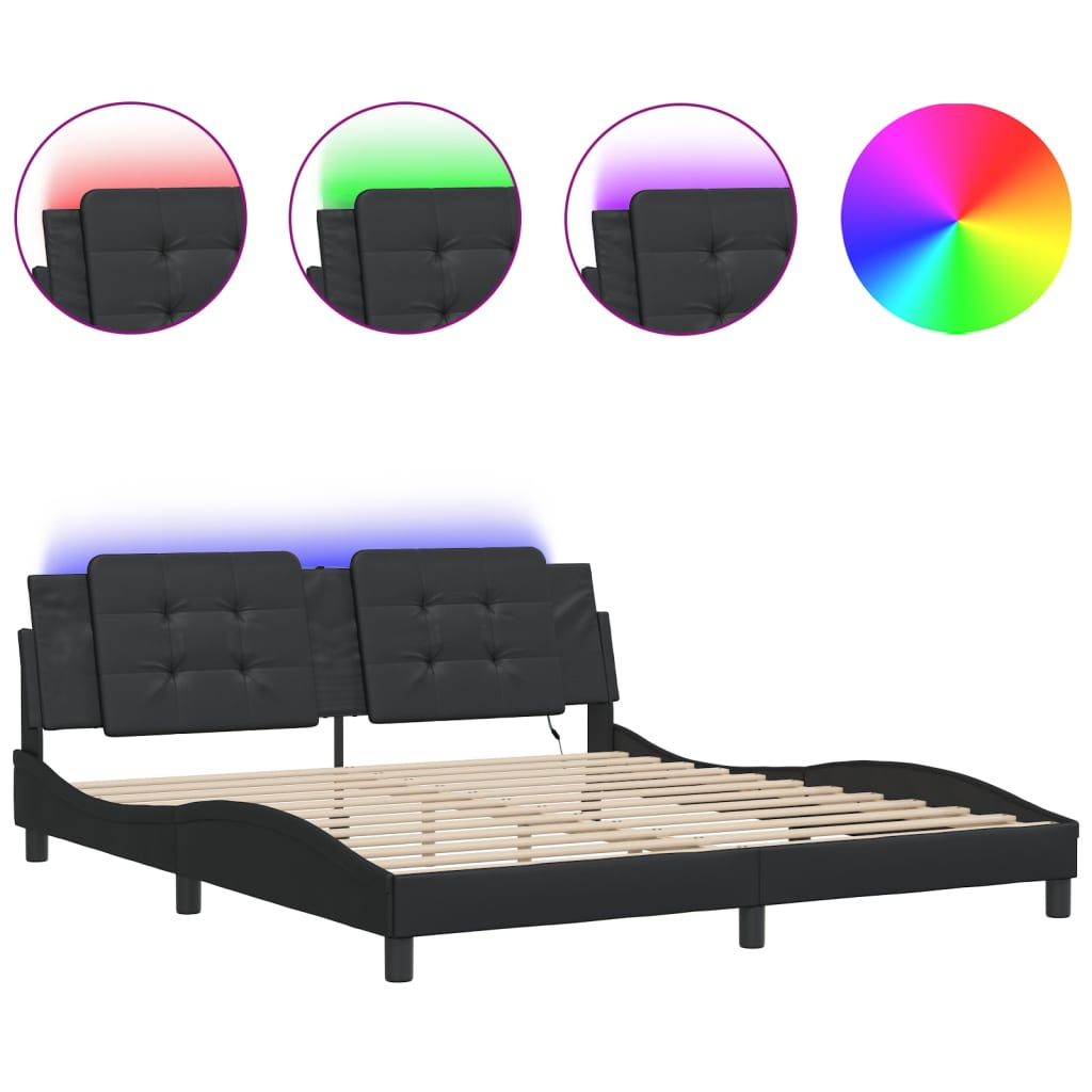 sengeramme med LED uden madras Zadar 180x200 cm sort