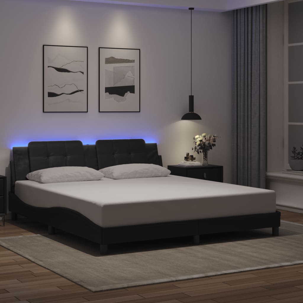 sengeramme med LED uden madras Zadar 180x200 cm sort