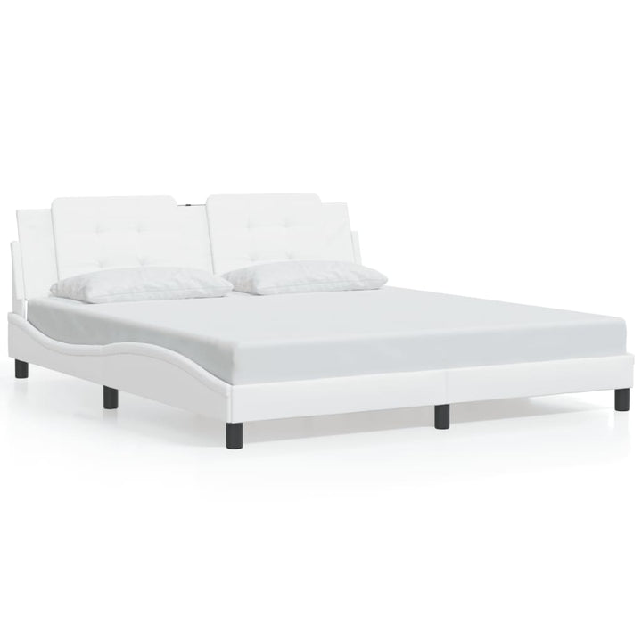 sengeramme med LED uden madras Zadar 180x200 cm sort og hvid