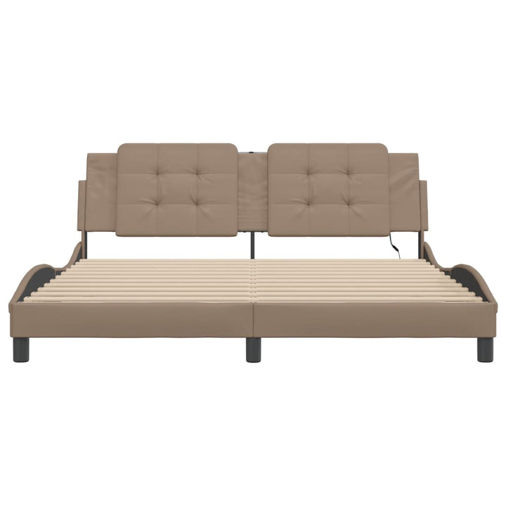 sengeramme med LED uden madras Zadar 180x200 cm cappuccinofarvet