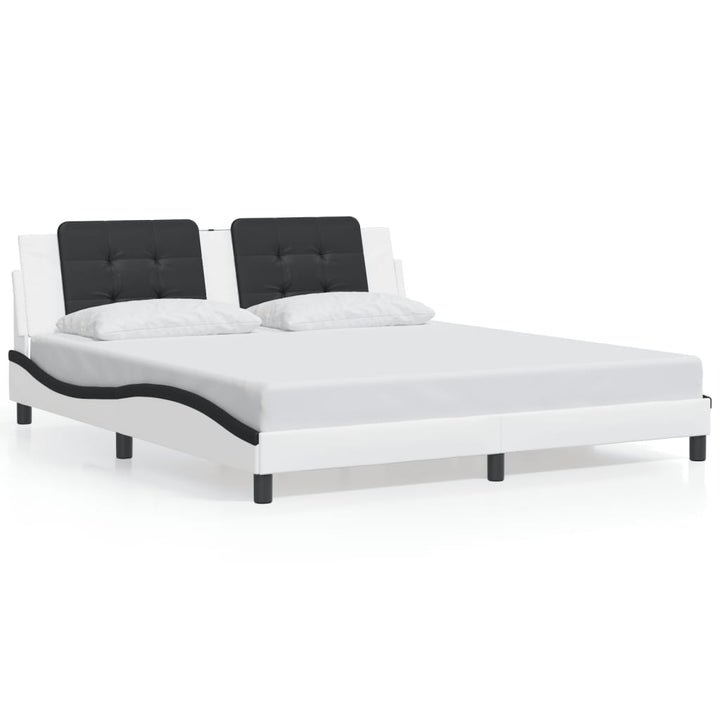 sengeramme med LED uden madras Zadar 180x200 cm sort og hvid