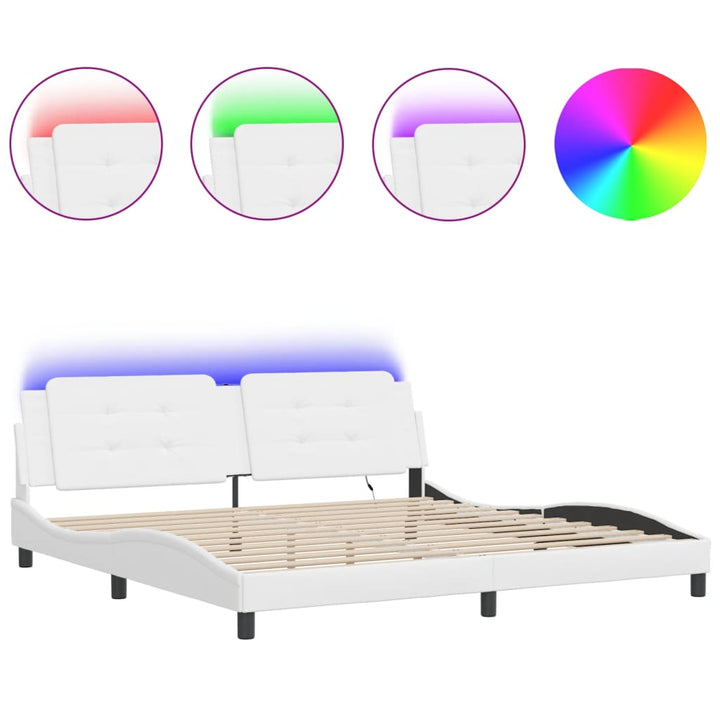 sengeramme med LED uden madras Zadar 200x200 cm hvid