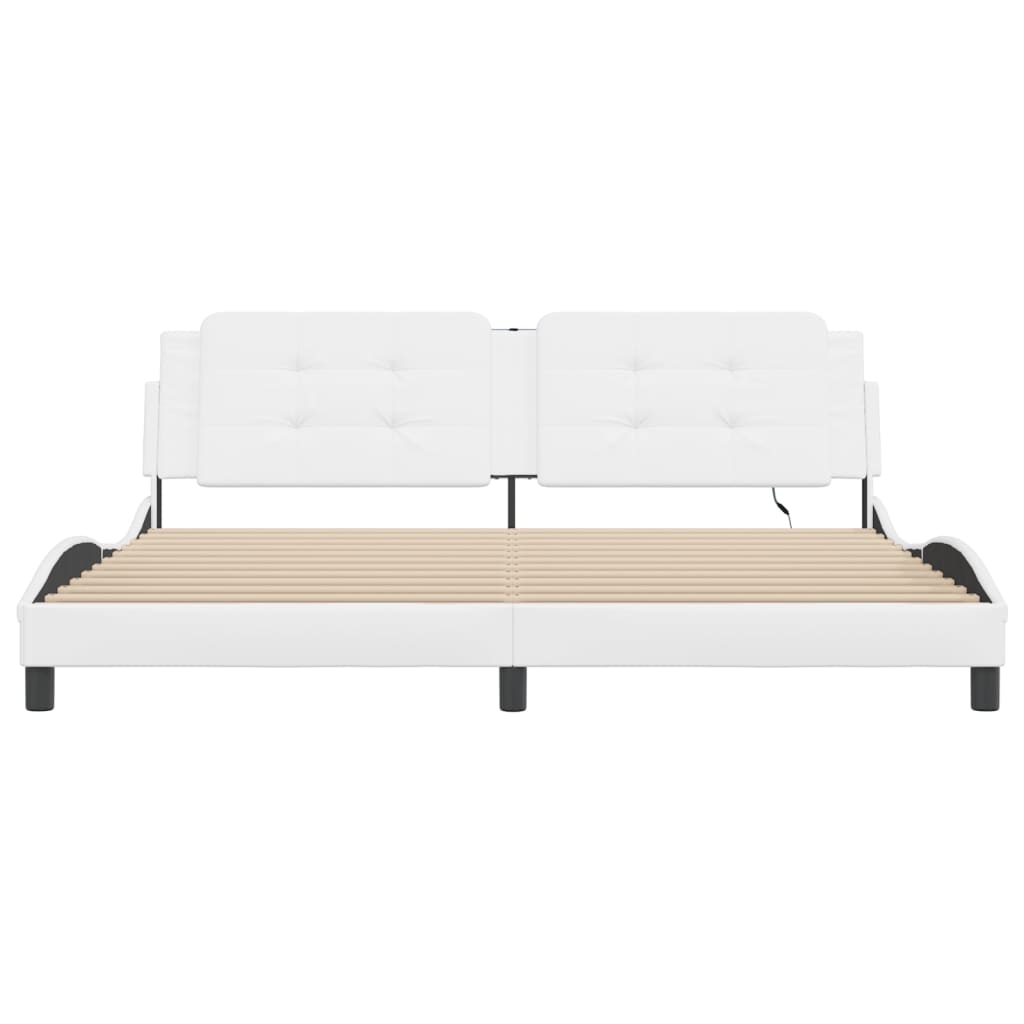 sengeramme med LED uden madras Zadar 200x200 cm hvid