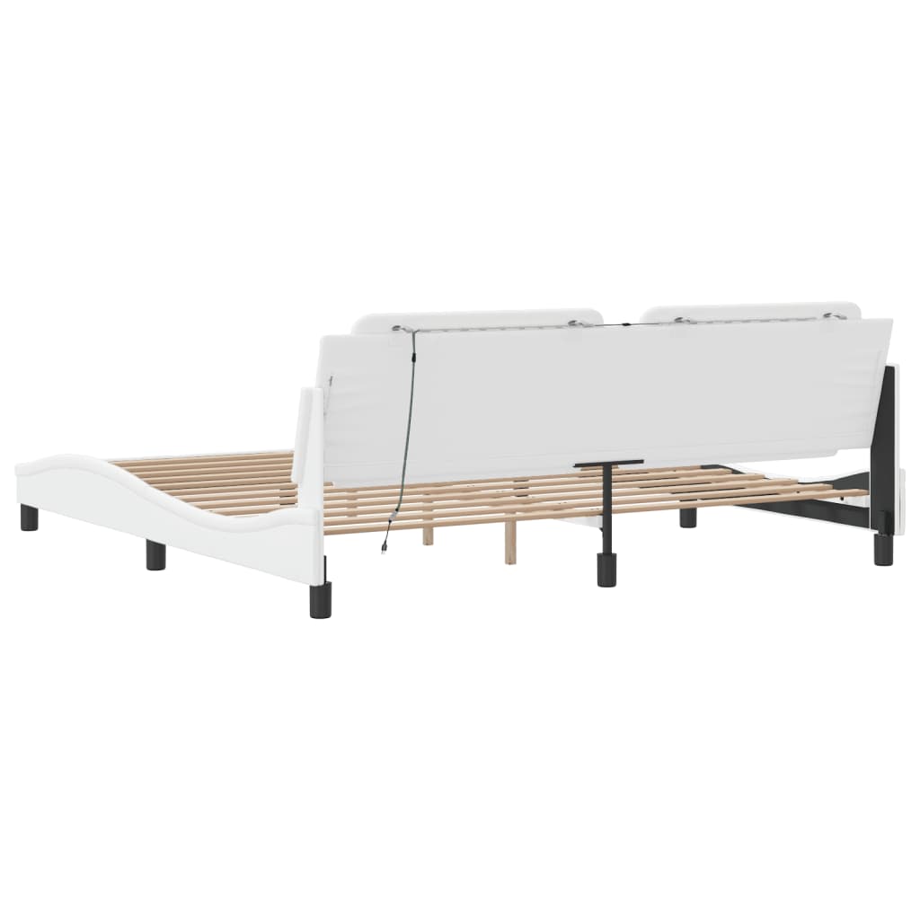 sengeramme med LED uden madras Zadar 200x200 cm hvid